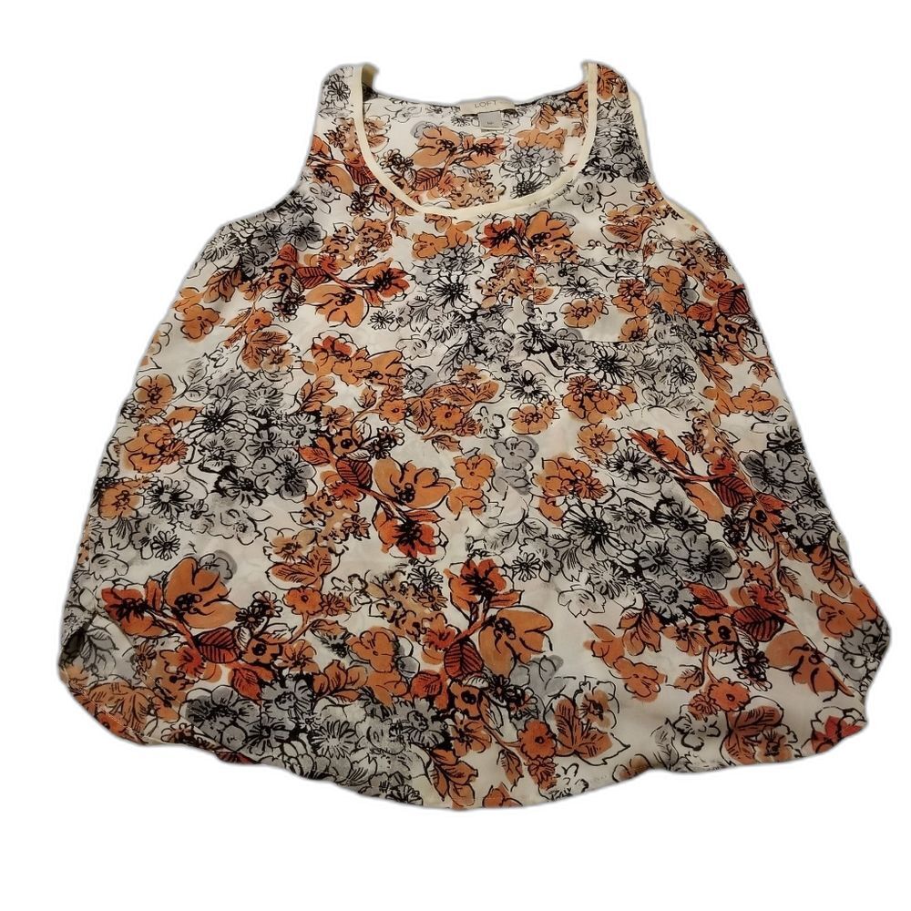 LOFT Top Womens Size Medium Floral Sleeveless Blouse Petite Summer